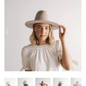 Gigi Pip Wes Fedora in Ivory (59 M/L) with Leather Band in Stone